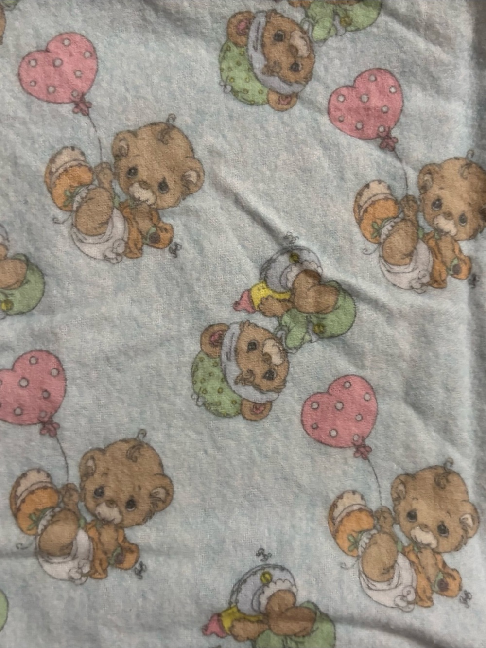 Lot of 2 Vintage Flannel Baby Blanket Precious Moments Teddy Beddy Bear Handmade - Picture 7 of 11